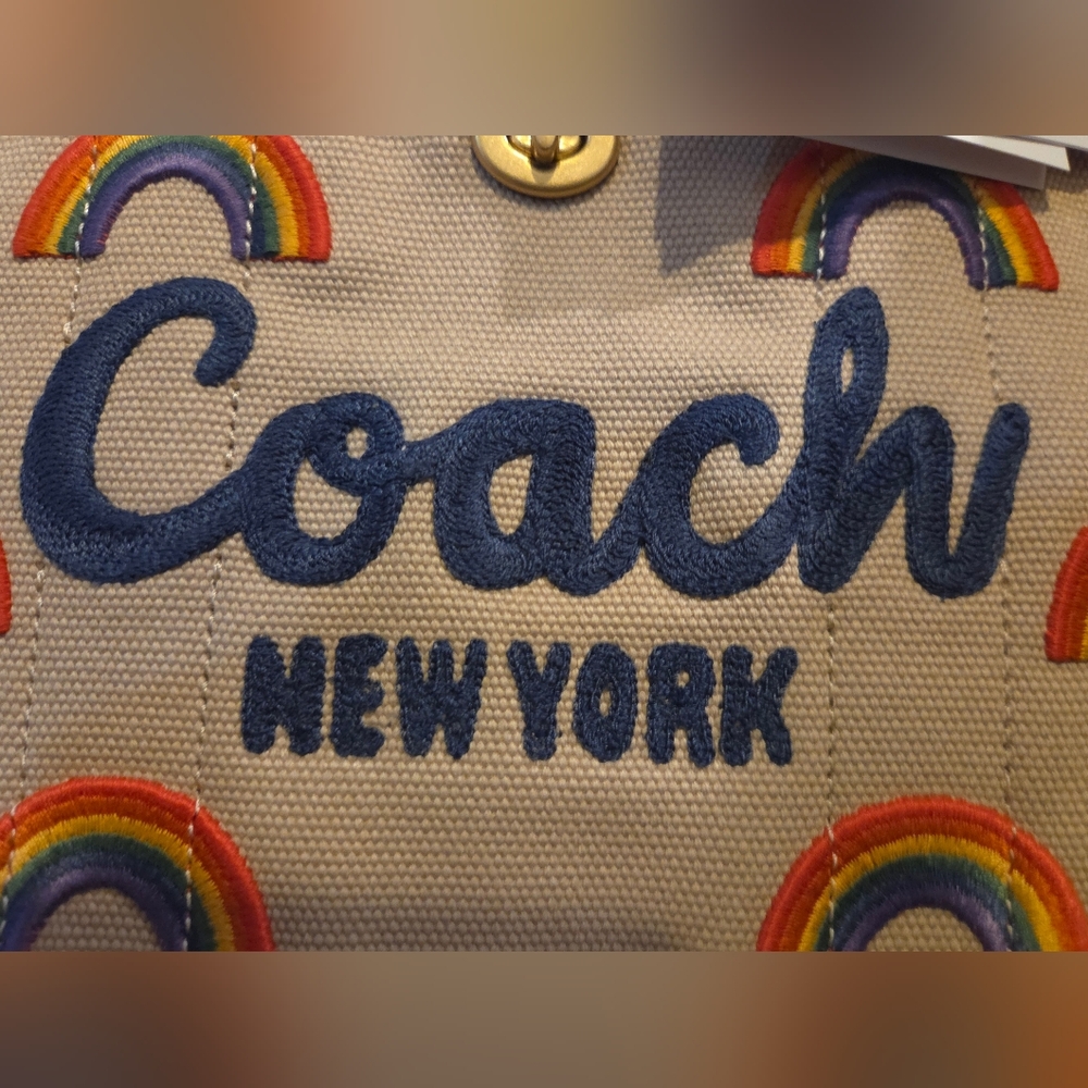 SOLD  NEW Cargo Tote 26 Canvas Bag With Rainbow Embroidery. Pride Trendy Chic - Picture 6 of 14